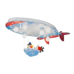 Plafondlamp luchtschip met Joe, blauw-rood-wit