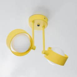 Plafondlamp Mado van staal, geel, 2-lamps