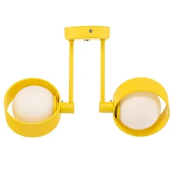 Plafondlamp Mado van staal, geel, 2-lamps