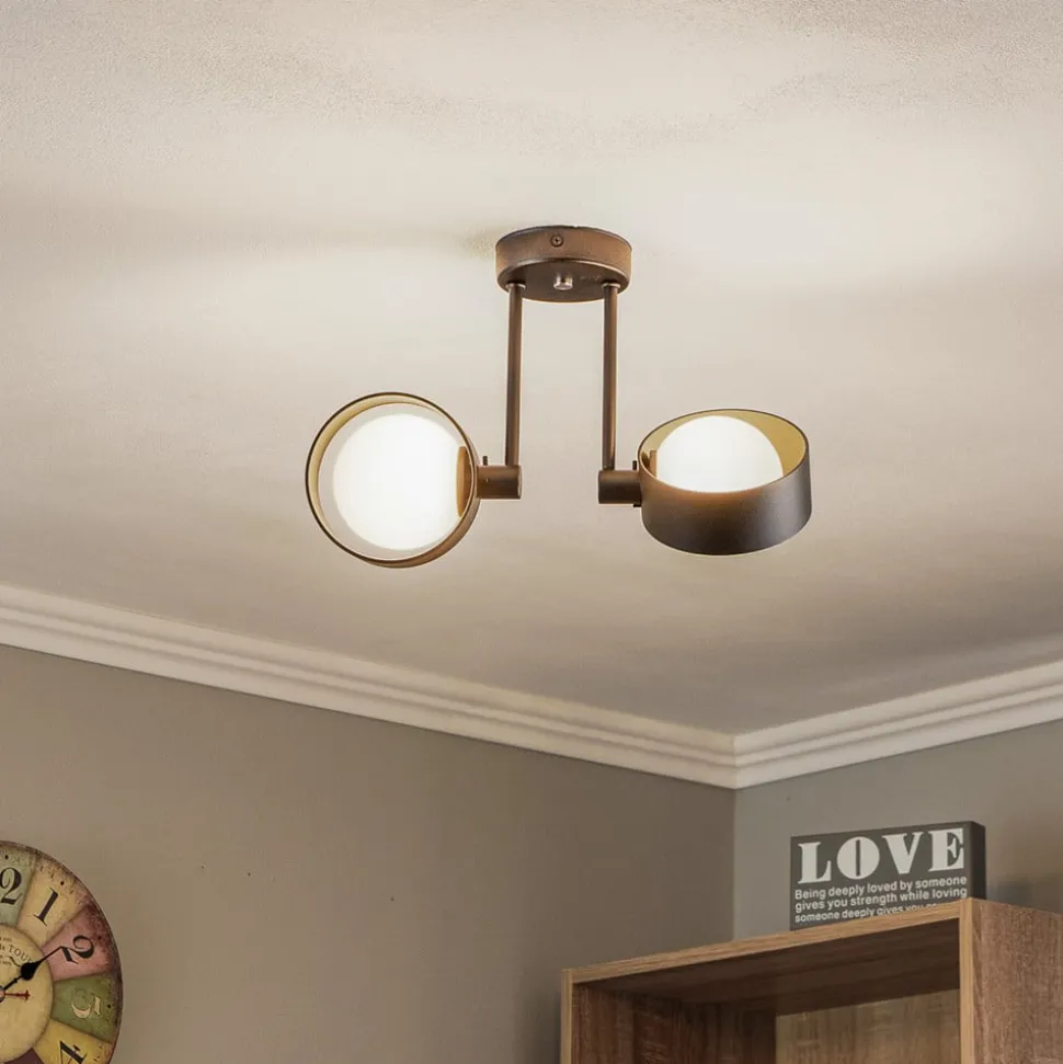 Plafondlamp Mado van staal, zwart, 2-lamps