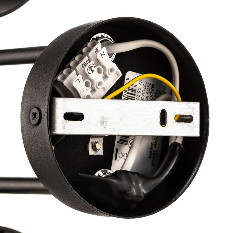 Plafondlamp Mado van staal, zwart, 2-lamps