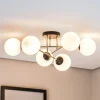 Plafondlamp Magnum, 6-lamps, opaalwit/goud/zwart, glas