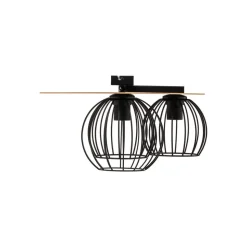 Plafondlamp Malin, houten kap rond, 3-lamps
