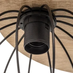 Plafondlamp Malin, houten kap rond, 3-lamps