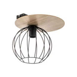 Plafondlamp Malin, houten kap rond, 1-lamp