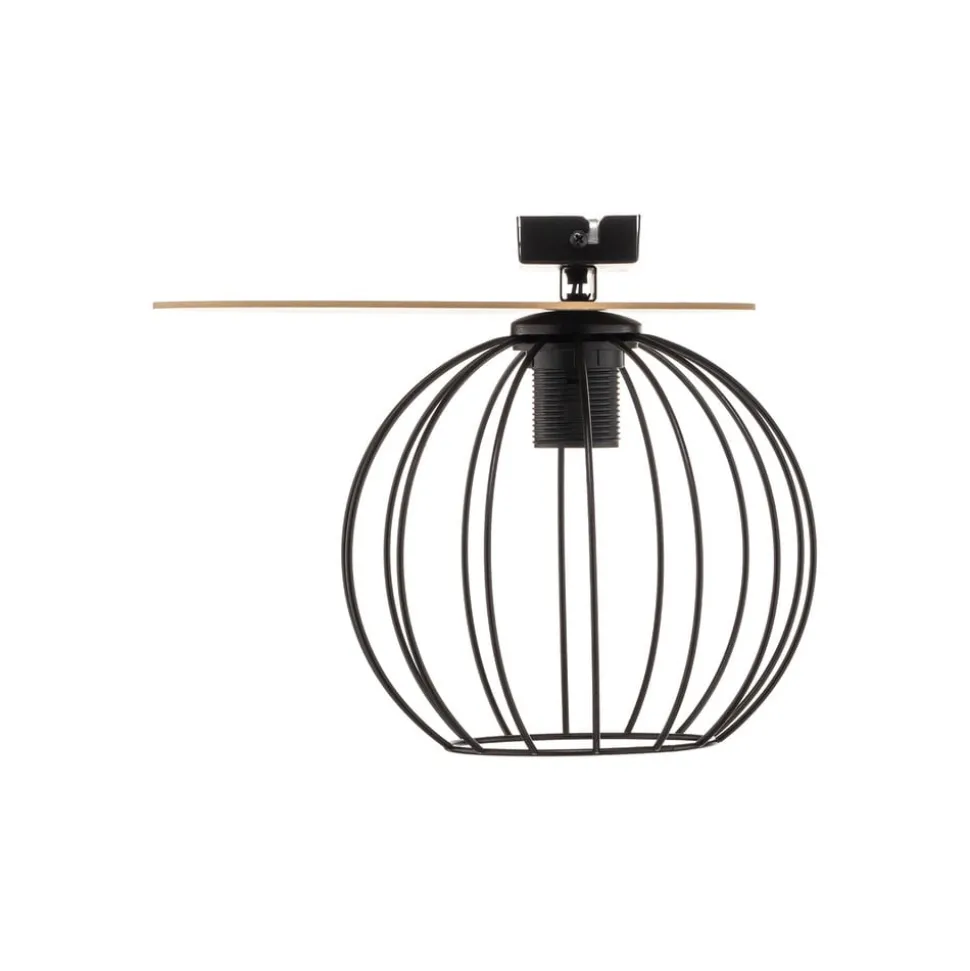 Plafondlamp Malin, houten kap rond, 1-lamp