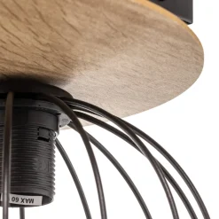 Plafondlamp Malin, houten kap rond, 1-lamp