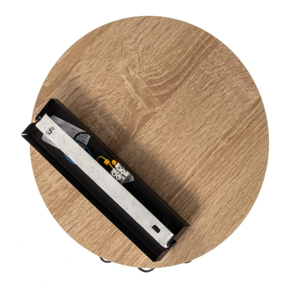 Plafondlamp Malin, houten kap rond, 1-lamp