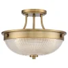 Plafondlamp Mantle met glazen diffusor, oudmessing