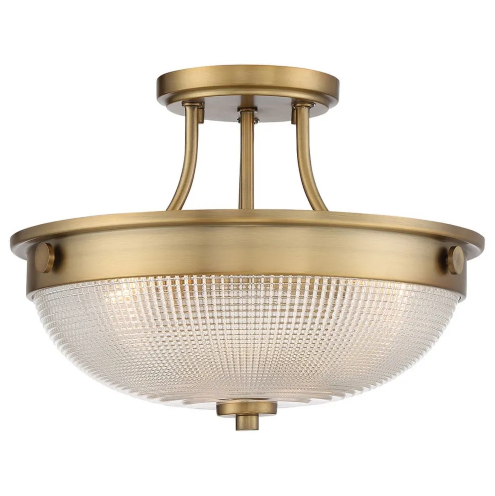 Plafondlamp Mantle met glazen diffusor, oudmessing