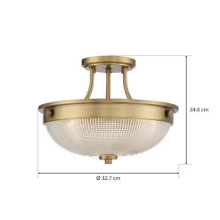 Plafondlamp Mantle met glazen diffusor, oudmessing