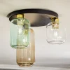 Plafondlamp Marco Green, 3-lamps helder/groen/bruin