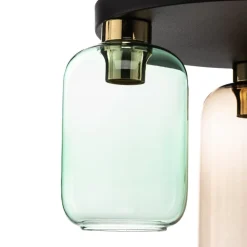 Plafondlamp Marco Green, 3-lamps helder/groen/bruin