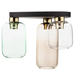 Plafondlamp Marco Green, 3-lamps helder/groen/bruin