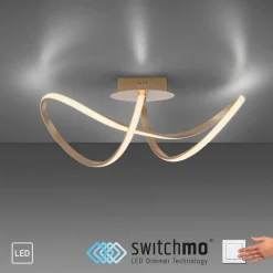 Plafondlamp Maria, dimbaar, messing