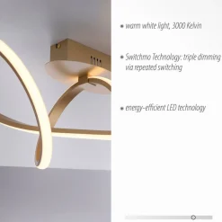 Plafondlamp Maria, dimbaar, messing