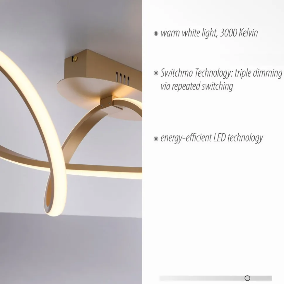 Plafondlamp Maria, dimbaar, messing