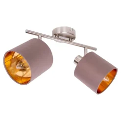 Plafondlamp Maron 2-lamps textiel, bruin/goud