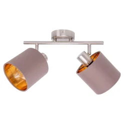 Plafondlamp Maron 2-lamps textiel, bruin/goud