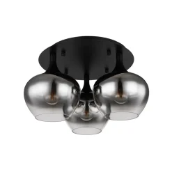 Plafondlamp Maxy, Ø 45 cm, rookgrijs, glas, 3-lamps.