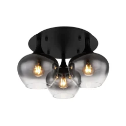 Plafondlamp Maxy, Ø 45 cm, rookgrijs, glas, 3-lamps.