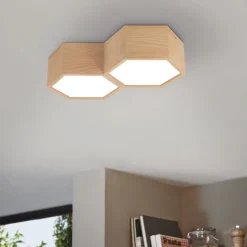 Plafondlamp Mirlas van hout, 2-lamps