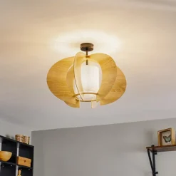 Plafondlamp Modern C M met houten lamellen Ø 50 cm