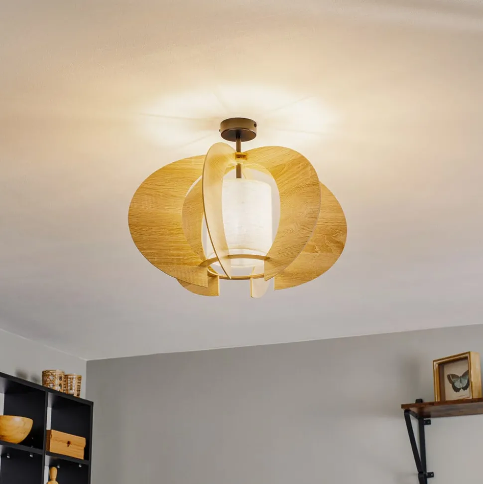 Plafondlamp Modern C M met houten lamellen Ø 50 cm