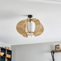 Plafondlamp Modern C M met houten lamellen Ø 50 cm