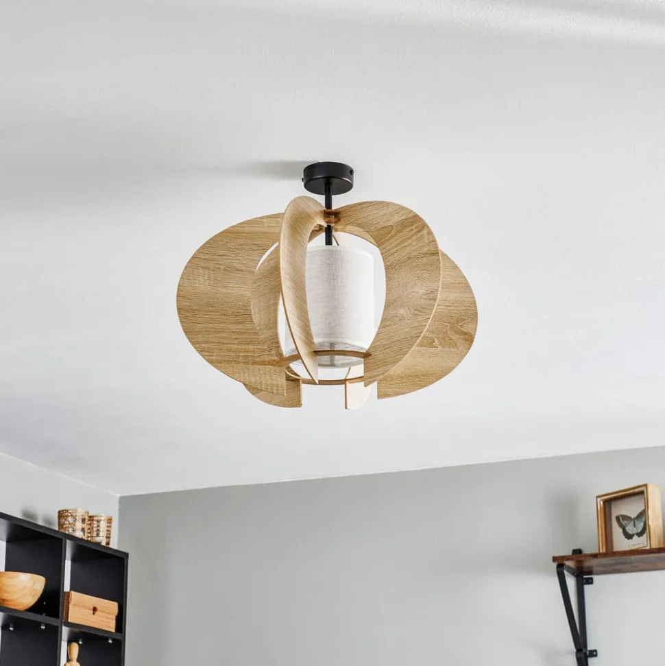 Plafondlamp Modern C M met houten lamellen Ø 50 cm