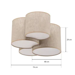Plafondlamp Mona Nature, 4-lamps linnen naturel