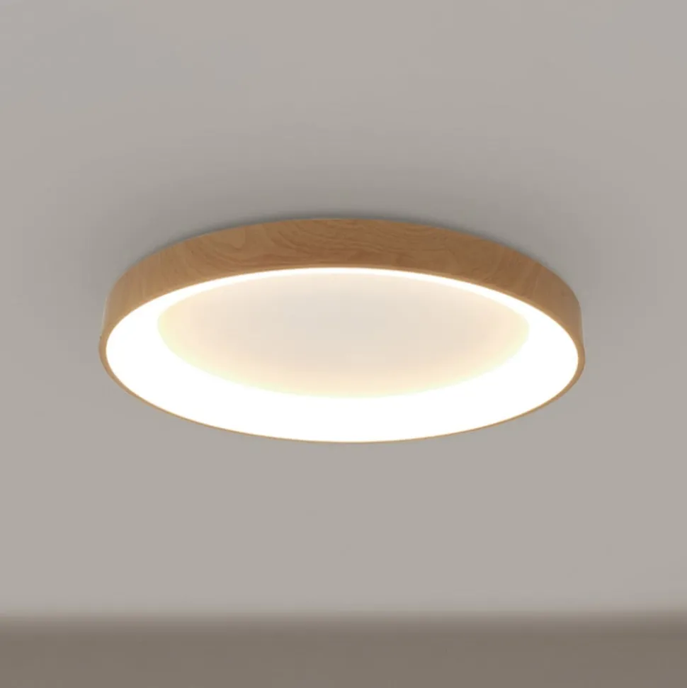 Plafondlamp Niseko II CCT afstandsbediening Ø50cm houtkleurig