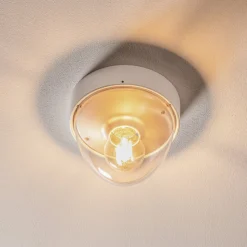 Plafondlamp Nook met heldere kap, wit/goud