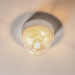 Plafondlamp Nook met heldere kap, wit