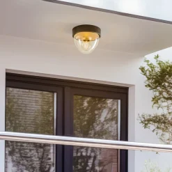 Plafondlamp Nook met heldere kap, zwart/goud