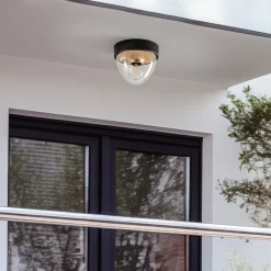 Plafondlamp Nook met heldere kap, zwart/goud