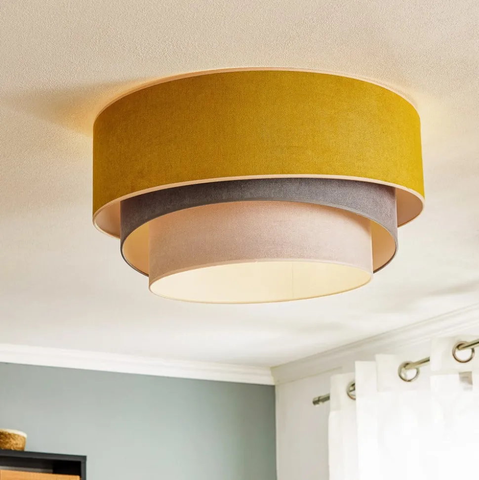 Plafondlamp Pastel Trio Ø 60 cm mosterd/grijs/lichtgrijs