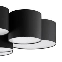 Plafondlamp Pastore 2, Ø 99 cm, zwart, 6-lamps, stof