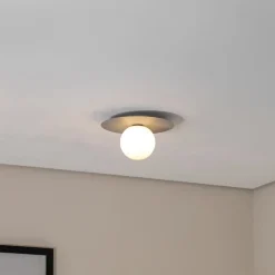 Plafondlamp Pixie, grijs, glas, Ø 25 cm, bol, G9