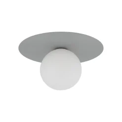 Plafondlamp Pixie, grijs, glas, Ø 25 cm, bol, G9