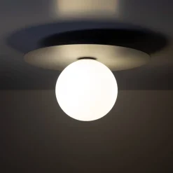 Plafondlamp Pixie, grijs, glas, Ø 25 cm, bol, G9