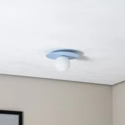 Plafondlamp Pixie, lichtblauw, glas, Ø 25 cm, bol, G9