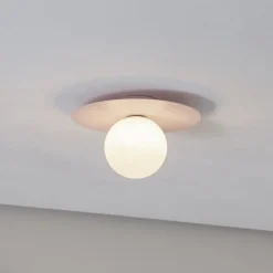 Plafondlamp Pixie, roze, glas, Ø 25 cm, bol, G9