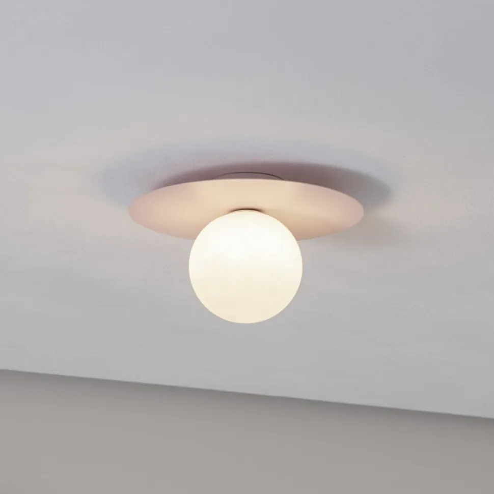 Plafondlamp Pixie, roze, glas, Ø 25 cm, bol, G9