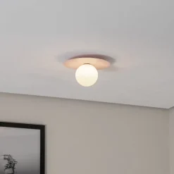 Plafondlamp Pixie, roze, glas, Ø 25 cm, bol, G9