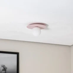 Plafondlamp Pixie, roze, glas, Ø 25 cm, bol, G9