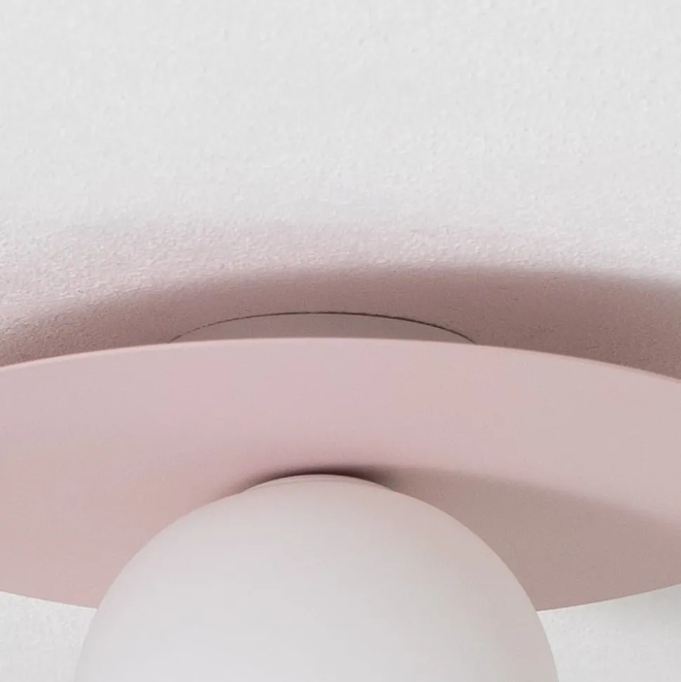 Plafondlamp Pixie, roze, glas, Ø 25 cm, bol, G9