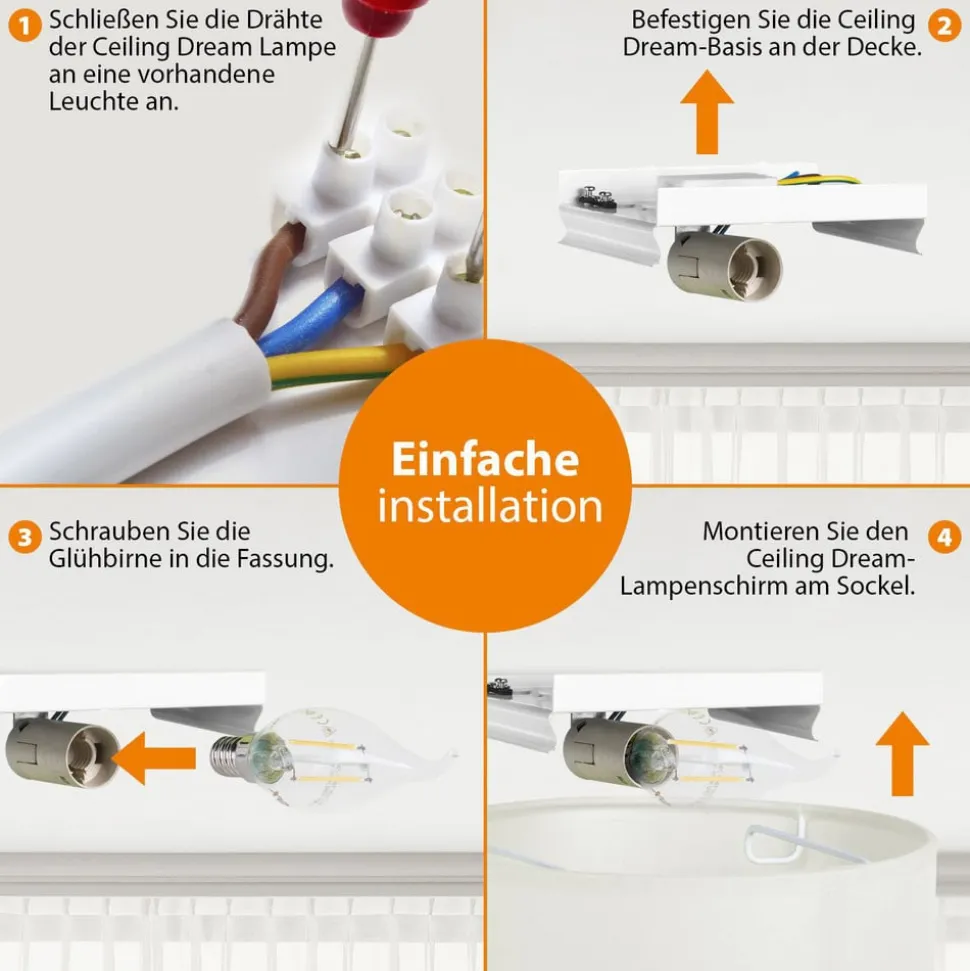 Plafondlamp Plafond Dream, Ø 40 cm, textiel, wit