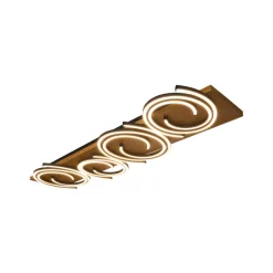 Plafondlamp Rifia, bruin, lengte 115 cm, 4-lamps, hout