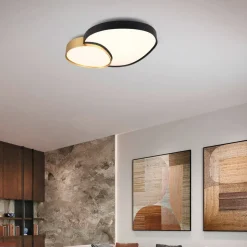 Plafondlamp Rise, zwart-goud, 77 x 63 cm, CCT, dimbaar